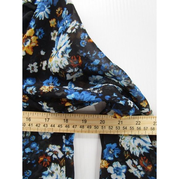 Philosophy Blouse Small Blue Button Down Floral Preppy Career - Picture 5 of 10